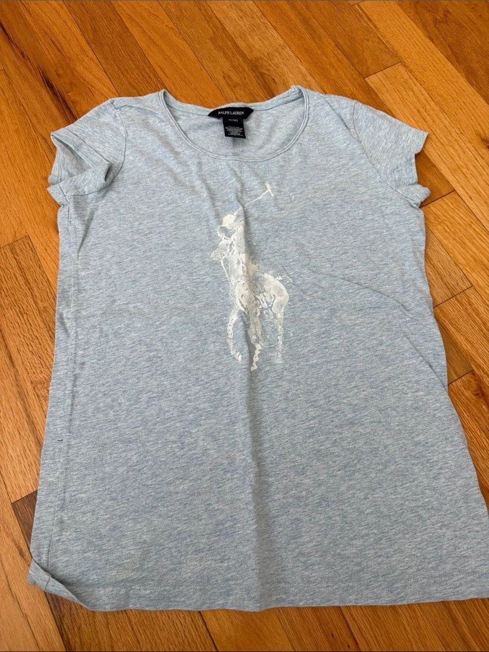 Ralph Lauren Heather Light Blue Girls Short Sleeve Polo Logo Tee